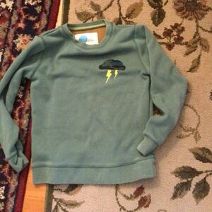 Mini Boden Sage Green Crewneck Sweatshirt with Lightning Bolt Patch